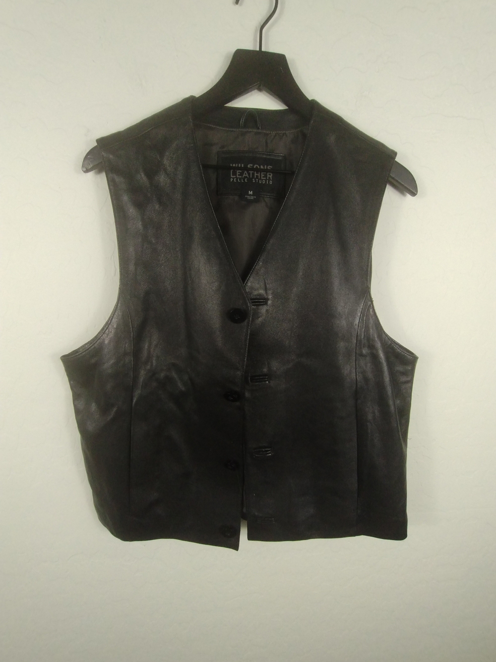 Wilson's Leather Black Button-Front Men's Vest M